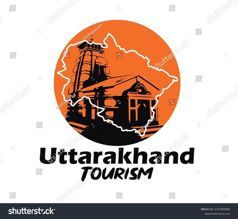 Uttarakhand Tourism Logo Uttarakhand Map Kedarnath Stock Vector