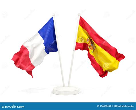 Two Waving Flags Of France And Spain Stock Illustration Illustration
