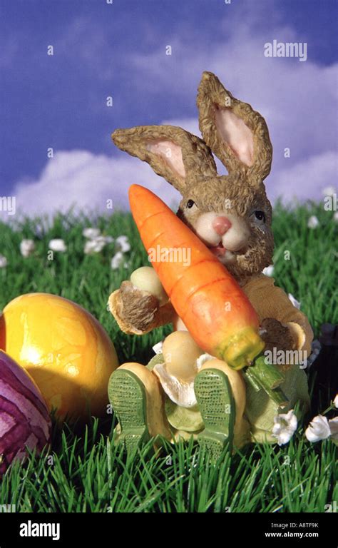 Easter Bunny With Carrot Stock Photo Alamy