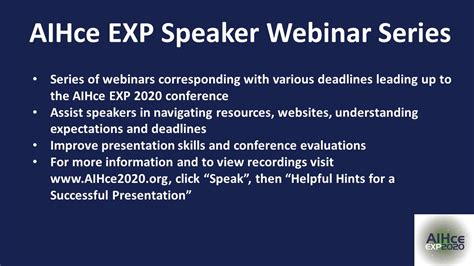 Aihce Exp 2020 Managing Your Speaker Account Action Items And
