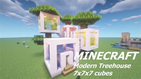 💥 Minecraft How To Build A Modern Treehouse 7x7x7 Cube House Tutorial