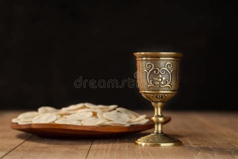 Holy Communion On Wooden Table On Church Stock Photo Image Of
