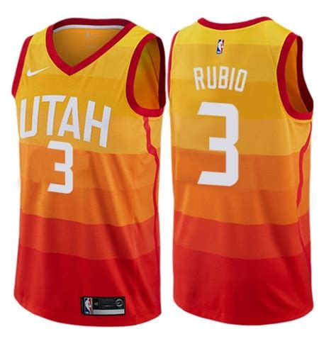Mens Utah Jazz 3 Ricky Rubio Orange City Edition Jersey