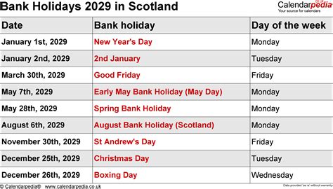 Bank Holidays 2029 In The Uk With Printable Templates