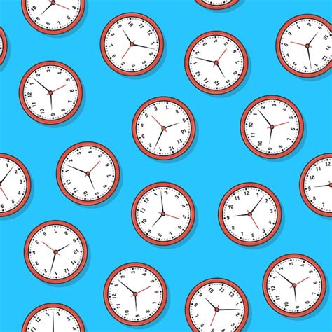 Premium Vector Clocks Seamless Pattern On A Blue Background Watch
