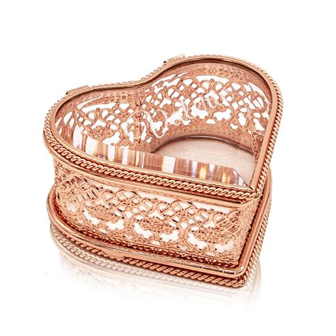 Elegant Personalized Rose Gold Heart Jewelry Box For Her