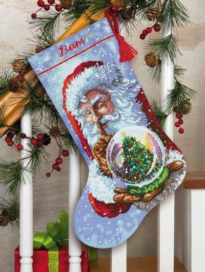 Santas Snow Globe Stocking Cross Stitch Christmas Stockings Cross