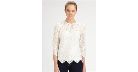 Milly Ivy Lace Blouse In White Lyst