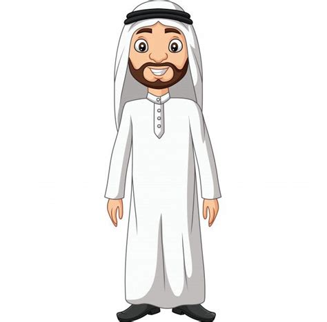 Cartoon Saudi Arab Man In White Clothes Cartoon Man Kids Cartoon