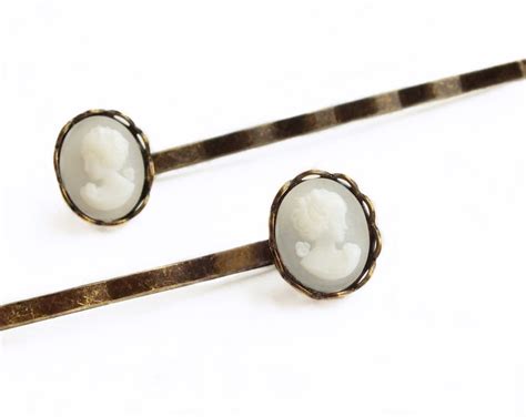 Cameo Hair Pins White Cameo Vintage Victorian Portrait Etsy