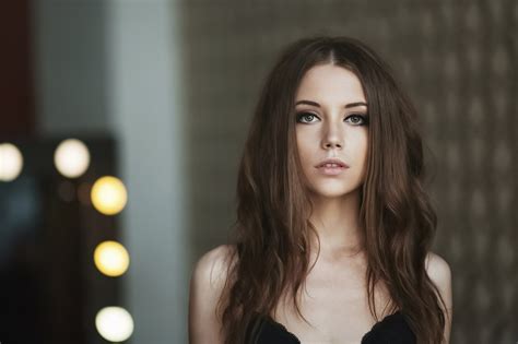 Maxim Maximov Women Ksenia Kokoreva Brunette Long Hair Dress Black