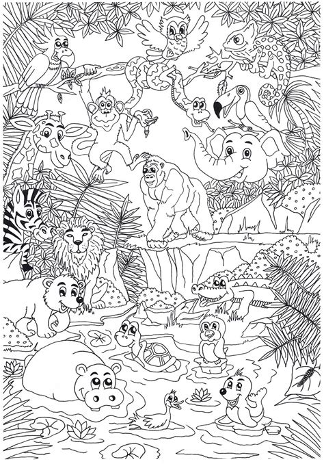 Coloriage Animaux Dans La Jungle Coloriages Gratuits à Imprimer