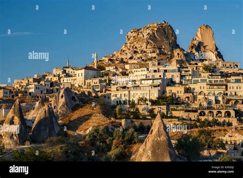 Uchisar Castle And Village Cappadocia Turkey Stock Photo Alamy