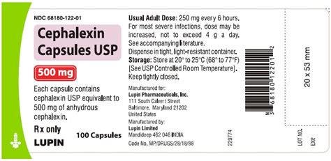 Cephalexin 500mg Bottle 100 Merit Pharmaceutical