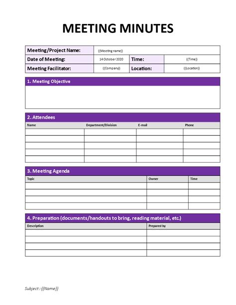 Meeting Minutes Excel Template