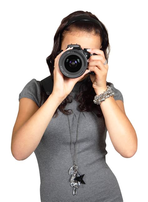 Young Woman With Digital Photo Camera Png Image For Free Download