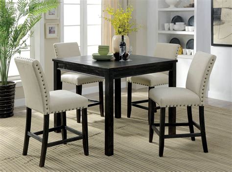 The table measures 70.47l x 35.43w x 29.13h and the bench measures 62.99l x 14.56w x 17.32h. Kristie Antique Black Counter Height Dining Table Set from ...
