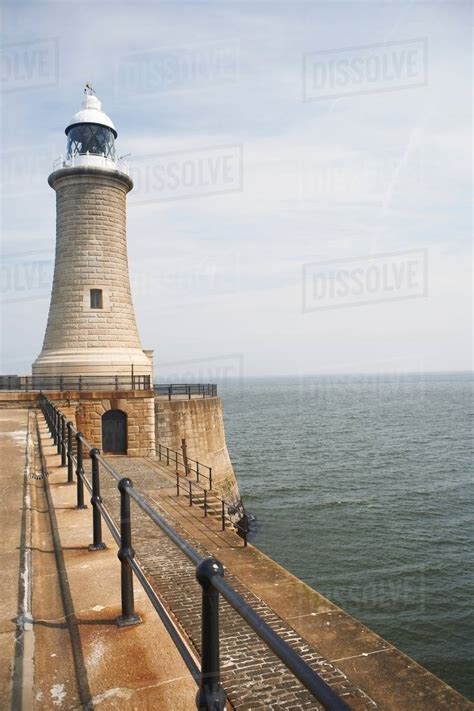 Lighthouse And Harbor Wall Tynemouth Tyne And Wear United Kingdom