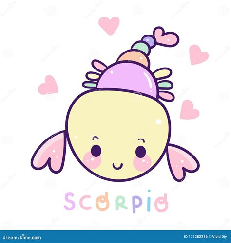 Scorpio Cartoon Horoscope Love Illustration Doodle Style Zodiac