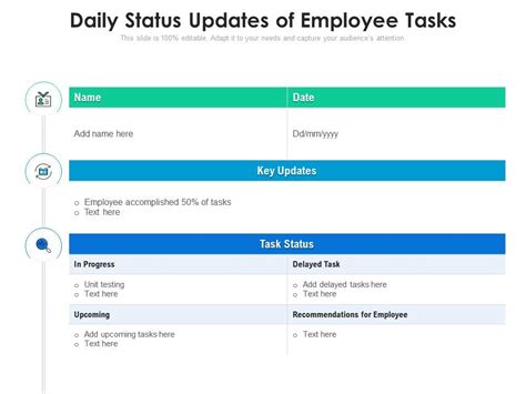 Daily Status Updates Of Employee Tasks Presentation Graphics