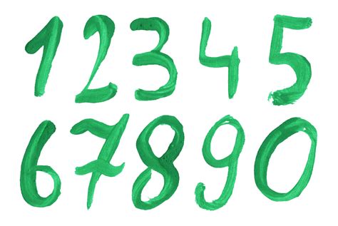 Green Watercolor Numbers Png Transparent