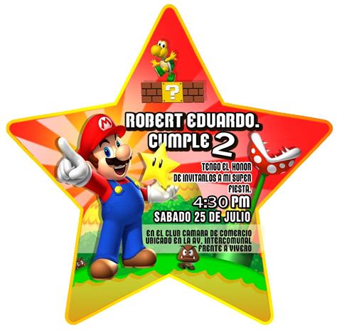 Plantillas Tarjetas De Invitacion Para Cumpleanos Super Mario Bros Images
