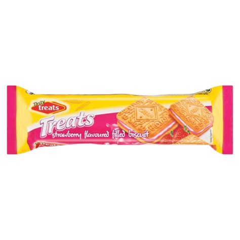 Tasty Treats Strawberry Flavoured Filled Biscuit 80g Biscuits