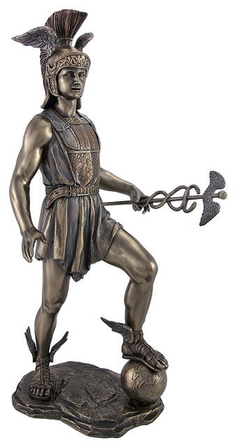 He is quick and cunning, and moved freely between the worlds of the mortal and divine, as emissary and messenger of the gods and conductor of souls into the afterlife. - Greek God Hermes Stamping on the Earth Statue Bronzed Finish & Reviews | Houzz
