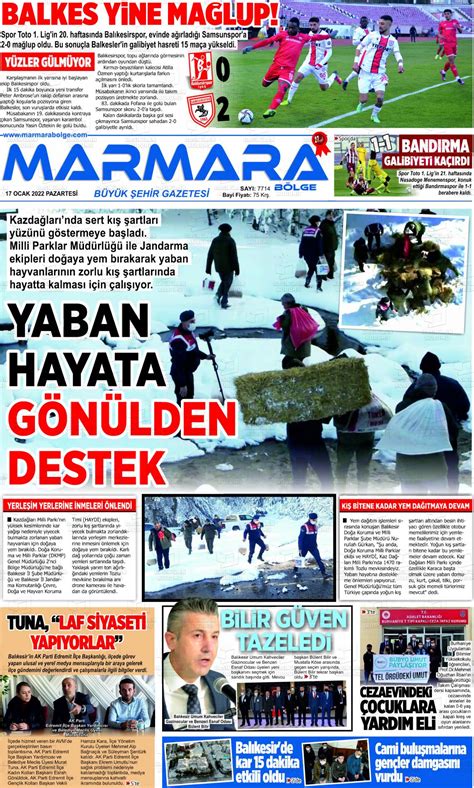 17 Ocak 2022 tarihli Marmara Bölge Gazete Manşetleri