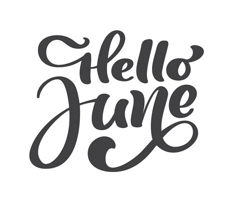 Hello June Lettering Print Vector Text Summer Minimalistic