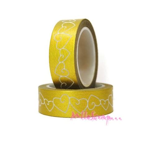 masking tape cœurs papier doré 10 mètres masking tape creavea