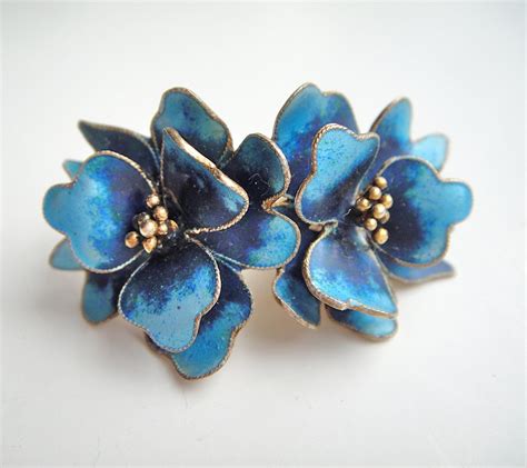 Vintage Sterling Enamel Flower Earrings Enamel Flower Jewelry Art