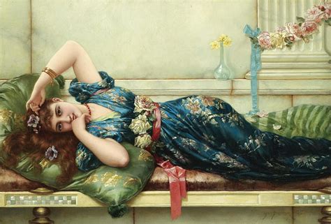 Odalisque Girl Painting Woman Pictura Blue Art Frumusete Emile