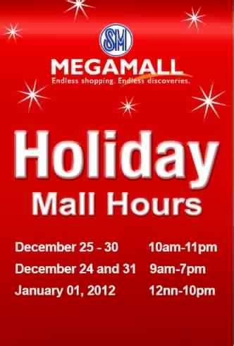 Manila Shopper: Holiday 2011 Mall Hours