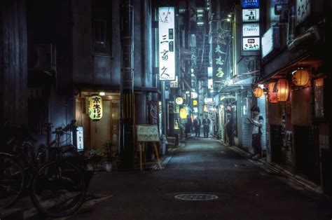 An Alleyway In Kyoto At Night 20481360 By Cedpowder Alleyway
