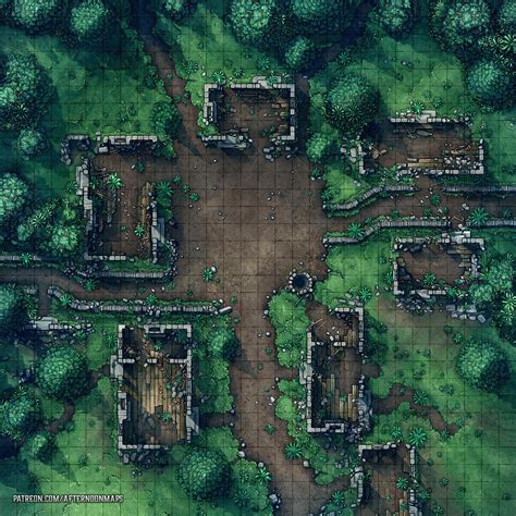 Ruined Village Battle Map 30x30 Rdndmaps