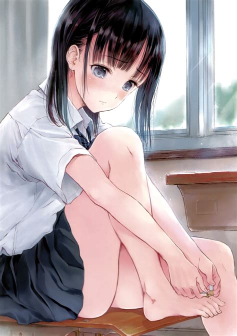 Fujita Hidetoshi Original Absurdres Highres Scan 1girl Barefoot