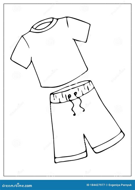 Vector Set With Outlines Of White Basic Simple T Shirt And Bermuda