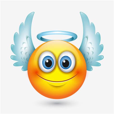 Emoticon Lindo Con Las Alas Emoji Smiley Del ángel Vector El Ejemplo Stock De Ilustración