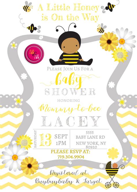 Editable Bumble Bee Baby Shower Invitations Printable Bumblebee Invit
