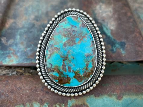 Huge Navajo Ernest Roy Begay Heavy Sterling Silver Turquoise Ring