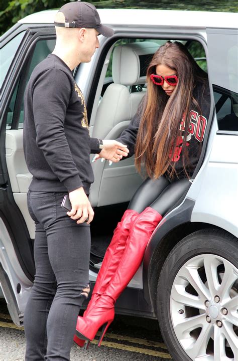 Katie Price Seen In London Red Leather Boots Leather Boots Women