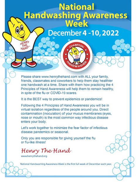 National Handwashing Awareness Week Henry The Hand