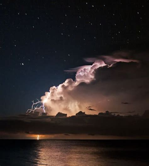 Lightning Lit Cumulonimbus Over Ocean Captiva Island Florida Scenery