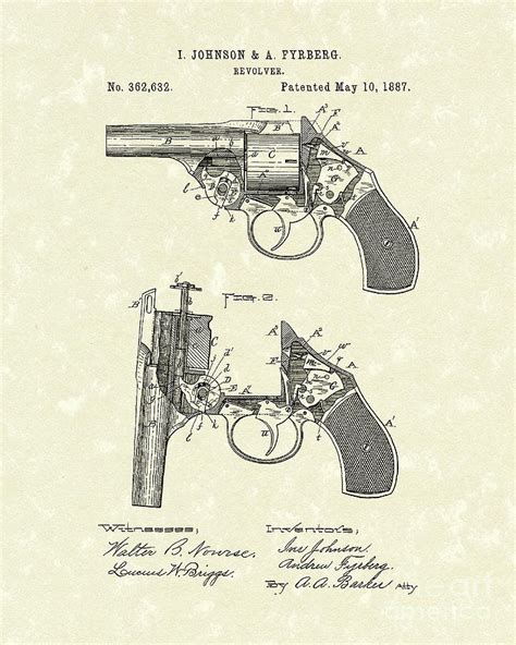 revolver 1887 patent art drawing by prior art design fine art america