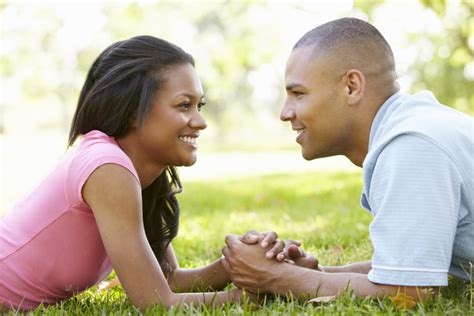 Portrait Of Romantic Young African American Couple In Park Sophie