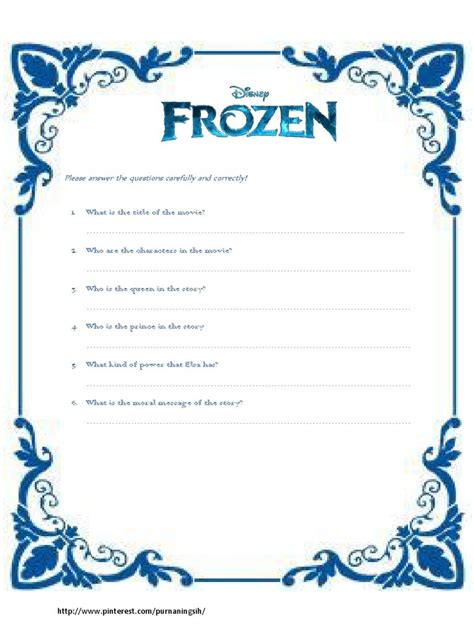 Frozen Worksheet Pdf