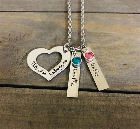 Mom Necklace 1 2 3 4 5 Name Birthstone Gift Mom Jewelry Mommy Mom