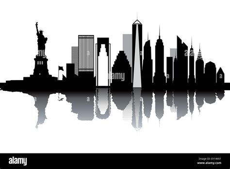 New York Skyline Black And White Vector Illustration Stock Vector