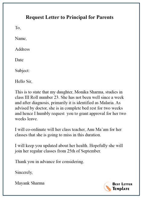 Write a letter to the curator of the museum asking for permission to make the visit. Request-Letter-to-Principal-for-Parents - Best Letter Template